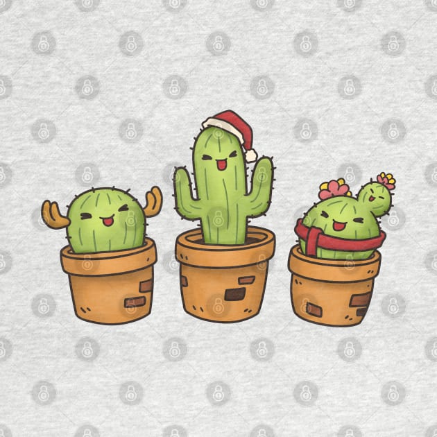 Cute and Happy Christmas Cactus by Takeda_Art